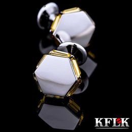 Manchetknopen KFLK sieraden modemerk van shirts manchetknopen geel kristal manchetknopen luxe bruiloft knop mannelijke hoge kwaliteit gasten 230824