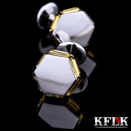 Gemelos KFLK joyería marca de moda de camisas gemelos cristal amarillo botón de boda de lujo hombres invitados de alta calidad 230710