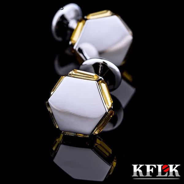 Boutons de manchette KFLK bijoux marque de mode de chemises boutons de manchette boutons de manchette en cristal jaune bouton de mariage de luxe mâle invités de haute qualité 230824