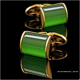 Boutons de manchette Kflk bijoux chemise bouton de manchette pour hommes marque lien vert bouton en gros haute qualité mariage Colorgold invités 230824 Drop De Dhouk