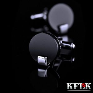 Cuff Links Kflk Jewelry Shirt Cufflink pour hommes Brand Black Cuff Bouton grosse Bouton High Quality Round Luxury Wedding Mâle Invités 230325