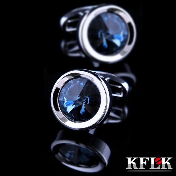 Boutons de manchette KFLK bijoux chemise bouton de manchette pour hommes marque liens en cristal gros boutons de créateurs français haute qualité invités ronds 230909