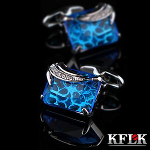 Boutons de manchette KFLK bijoux chemise boutons de manchette pour hommes cadeau mode luxe mariage marque bleu bouton de manchette nouveauté bouton haute qualité invités 230412