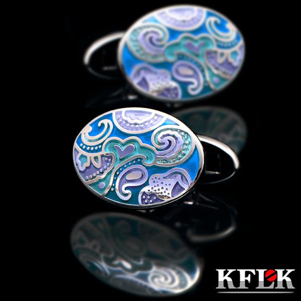 Boutons de manchette KFLK bijoux chemise boutons de manchette pour hommes marque bleu émail bouton de manchette en gros mode boutons de mariage invités de haute qualité 230904