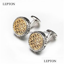 Boutons de manchette Lepton Boutons de manchette vintage pour hommes Or Sier Couleur Baroque Baleine Fermeture arrière Bouton de manchette d'affaires Gemelos Drop Delivery Jewelr Dh6P3