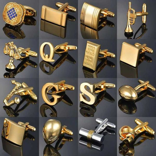 Liens de manchette Luxury Gold Cuffers de manchette adapté aux Gentleman Warriors / Lettres / petites tailles / rugby / pierres précieuses / nœuds pour hommes
