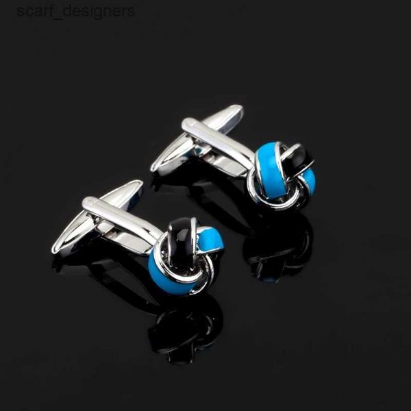 Couchettes Luxury Shirt Knot Cufferse Black Blue Color Copper Press Design Best Gift for Men Cuff Link Retail Wholesale Fashion Style Y240411