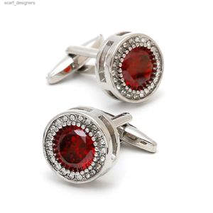 Cuff Links Men Cuff Liens Tomye XK23035 Zircon rouge de luxe et strass