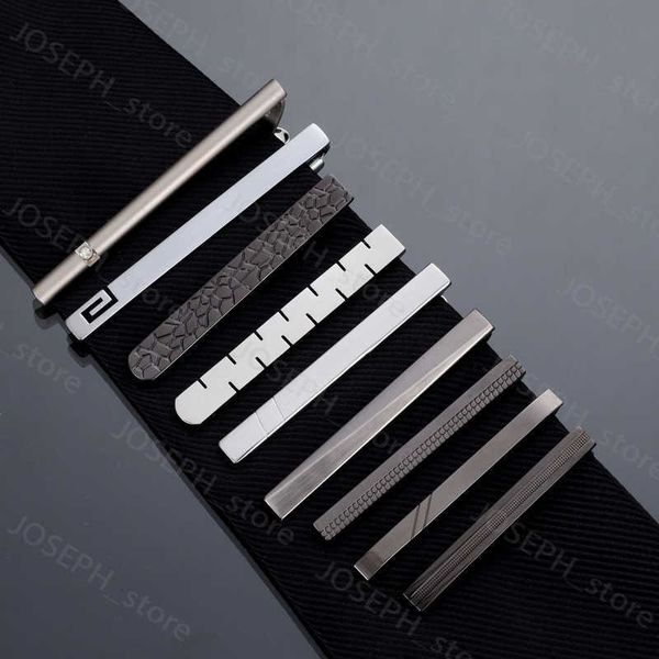 Gemelos Clip de corbata de metal negro para hombre Cromo brillante Joyería de acero inoxidable Clips de corbata Broche Abrazadera Encanto de boda Regalos creativos J230413