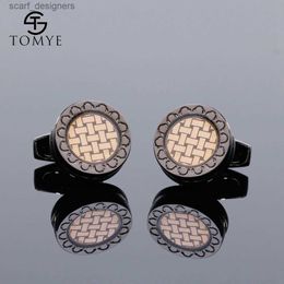 Cuff Links Homme Cufflinks Tomye XK18S454 Match Business Formal Match Round Fonds Wovens Buttons Luxury Dress Shirt Cuff Links pour les cadeaux de mariage Y240411