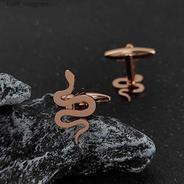 Manchet links Metal Snake CuffLinks Men Business Shirt Knoppen Gepolijst ontwerp Cuff Links Fashion Jewelry Accessories Mens Birthday Gifts Y240411