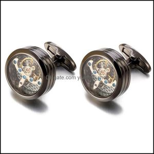 Manchet links beweging tourbillon manchetingen voor heren bruiloft bruidegom mechanisch horloge steampunk spullen relojes gemelo's drop levering juwelen dhdl4