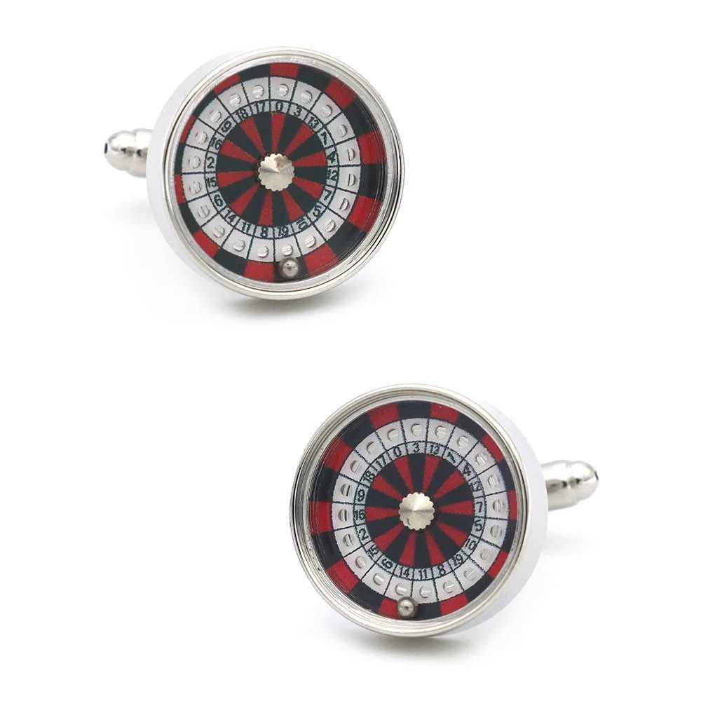 Cuff Links New Design Factory Price Retail Mens Cufflinks Copper Material Red Wheel Gamble Design Enamel Cufflinks Free Delivery