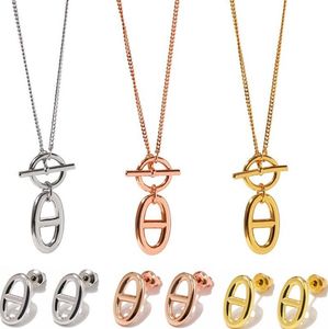 Collier ovale en forme de H en acier inoxydable pour femmes, bijoux pour cadeaux, vente en gros