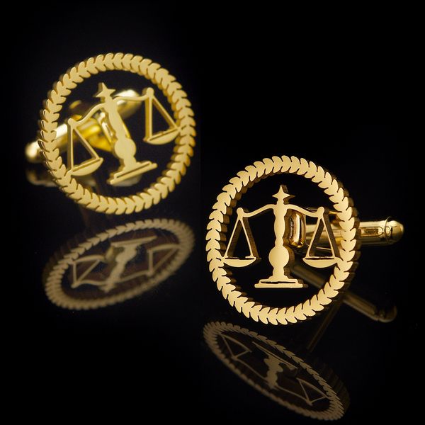 Boutons de manchette Qi Wu rond avocat avocat emblème hommes chemise boutons de manchette Justice échelles symbole bijoux cadeau boutons de manchette boutons pour notaire loi 230518