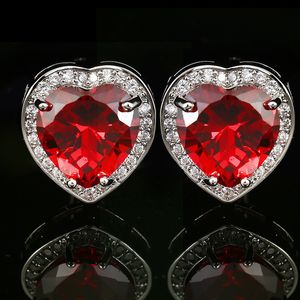 Boutons de manchette coeur rouge cristal Zircon boutons marque de luxe boutons de manchette pour hommes affaires chemises accessoires bijoux femmes cadeaux 230809