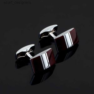 Cuff Links Red Silvery Cuffers de manchette pour hommes Shirt Bottons Bottons de haute qualité Émail Stranges Cuffes Couchette Goooms Gift Brand Bijoux Y240411