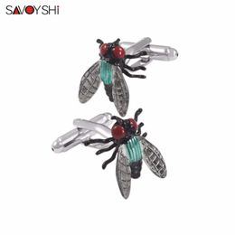 Links de manguito Savoyshi Novely Insect Flight Gosinks Camisa para hombre Marca de la marca Magflinks coloridos de esmalte de esmalte Joyería para hombre Q240508