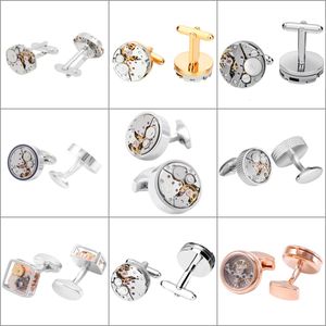 Boutons de manchette SAVOYSHI montre mouvement boutons de manchette pour hommes haute qualité engrenages en métal boutons de manchette boutons de manchette ronds cadeau Drop 231012