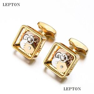 Boutons de manchette Square Steampunk Gear Boutons de manchette Lepton Mécanisme de montre pour hommes d'affaires Relojes Gemelos T190701 Drop Livraison Bijoux Cravate C Dhbjp