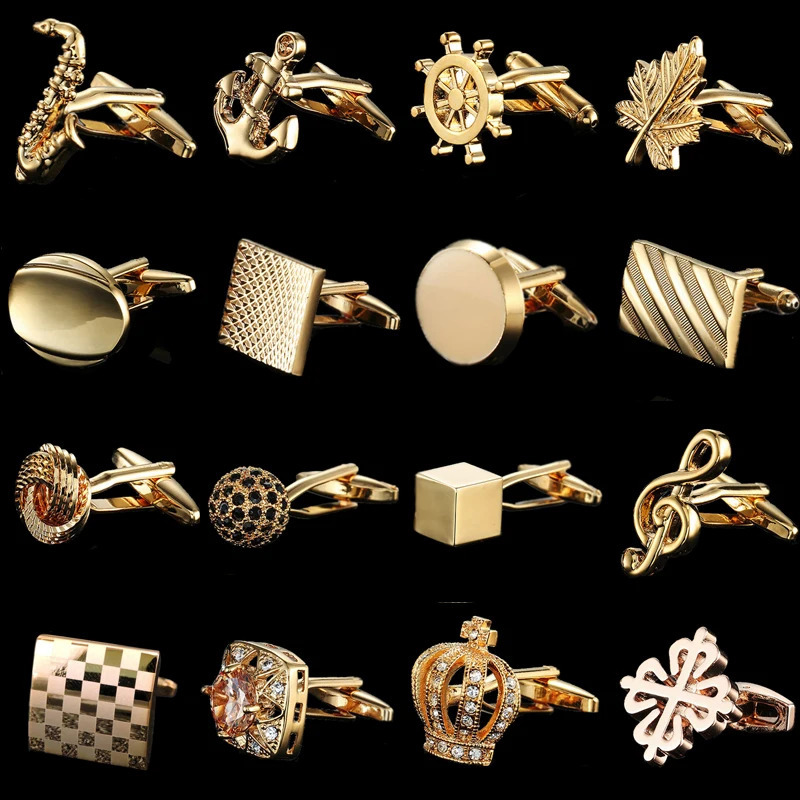 Manschettlänkar Summer High Quality Brass Plated Gold Gold Cufflinks Classic Style Fashion Men s French Shirt Cufflink Man Gift 231016