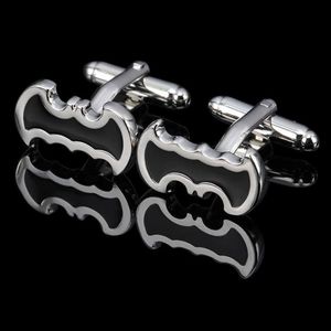 Boutons de manchette Super héros Style noir émail chauve-souris hommes marque en gros bijoux de haute qualité boutons de manchette livraison gratuite G220525