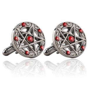 Couchettes Supernatural Pentagram Retro Pentagram Mens Cuffers Crystal Classic Classic Rune Rune Cuffe Links Q240508