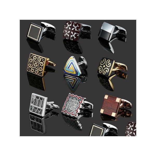 Cuff Links Vintage Redwood Carbon Fibre Cuff Liens de manche Bouton Fashion Fashion French Metal Metal Ematel Emaile Cuffer Bijoux Drop Deli Dhjc8