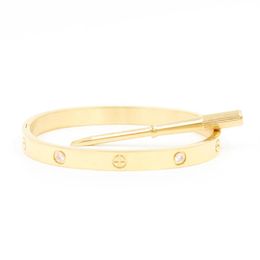 Cuff Love Bangle 18K Gold Never Fade 15-22 Taille avec sac à poussière avec tournevis Top qualité cadeau de marque de luxe pour petite amie Couple176l