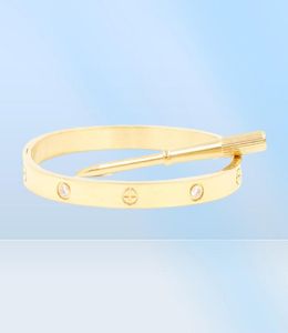 Brazalete de amor Brazalete de oro de 18 quilates Nunca se desvanece Tamaño 1522 con bolsa para polvo con destornillador Regalo de marca de lujo de alta calidad para novia pareja 5389015