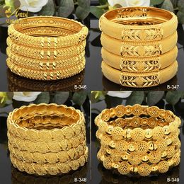 Brazaletes de lujo de color dorado de Dubai para mujer, pulseras africanas indias chapadas en oro de 24 quilates, joyería de mano árabe etíope para boda 231116