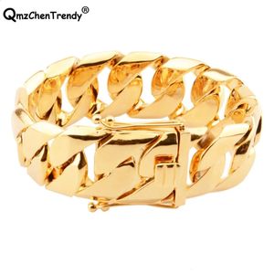 Manchet Luxe Miami Curb Cubaanse ketting Damesarmbanden Dragon Casting Sluiting Rocker Bangle Hiphop Trendy 18K vergulde herensieraden 231116