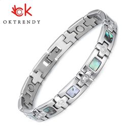 Manchette magnétique en acier inoxydable lien chaîne charme magnétique Germanium bracelet infrarouge lointain pour les femmes mode Femme bracelets bijoux 231116