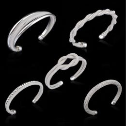 Manchet Nieuwe 925 Sterling Sier Mesh Armbanden 5 Design Womens Double Wire Twisted Open Bangle Voor Dames Hypoallergeen Mode-sieraden Dr Dhcry