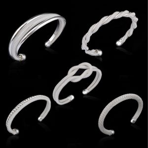 Cuff New 925 Sterling Sier Mesh Bracelets 5 Design Womens Double Wire Twisted Open Bangle para damas Joyería de moda hipoalergénica Dr Dhcry