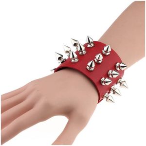 Brazalete de cuero punk Pulsera de punta Pu Brazaletes de motociclista con picos para hombres, mujeres y niños Entrega de gotas Pulseras de joyería Dhlng