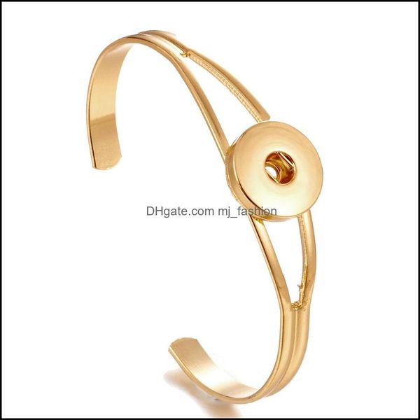 Cuff Snap Button Bracelet Jewelry Gold Sier Color Plating Cuff Bangle Fit 18Mm Snaps Botones Diy Para Mujeres Hombres Noosa Sz02 D Mjfashion Dh9Tc