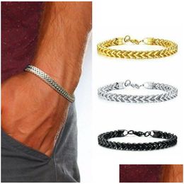 Cuff Vintage Mens Brand Bracelets Fashion Gold Black Titanium Wristbands Bracelet Party Jewelry Wholesale Drop Delivery Dhdf8
