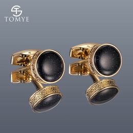 Boutons de manchette pour hommes TOMYE XK20S038 haute qualité ciel étoilé rond 2 couleurs boutons en métal tenue décontractée chemise boutons de manchette pour cadeaux