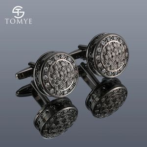 Boutons de manchette pour chemise TOMYE XK20S005 haute qualité luxe cristal rond hommes smoking robe formelle boutons de manchette cadeaux de mariage bijoux 240124