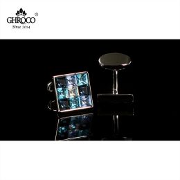 Boutons de manchette GHROCO haute qualité exquis 9 cristaux de Swarovski chemise classique boutons de manchette mode luxe cadeau pour hommes d'affaires Weddi
