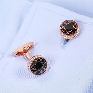 Gemelos de Color oro rosa Vintage de alta calidad para hombre, camisas francesas, botones de puño, banquete de negocios, regalos de boda, joyería de lujo