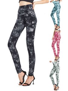 Cuhakci Tie Tived Print Jeggings Elegant Women Vêtements Casual High Taist Elastic Ladies Sport Yoga Fiess Leggings Pantalon Pantalon L240520