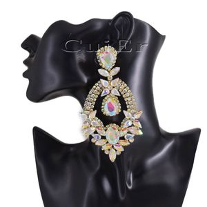 Cuier 4 5 Gold Crystal AB Verklaring oorbellen Drag Queen Pageant Fashion Women Sieraden voor bruidsbruienstoringen 220720210t