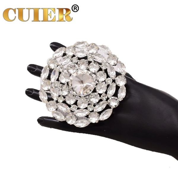 CUIER luxe 8 cm anneaux ronds pour femmes Drag Queen surdimensionné bijoux accessoires de mariage cristal AB 240305