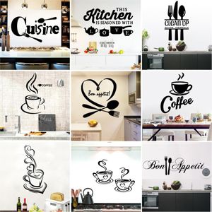 Cuisine café vinyle Stickers muraux pour cuisine salle décoration de la maison accessoires décor Mural papier peint stickers muraux