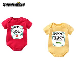 Culbutomind yummz tomatenketchup gele mosterd rode en gele bodysuit babyjongen tweelingen babykleding tweeling baby jongens meisjes y18102009461346