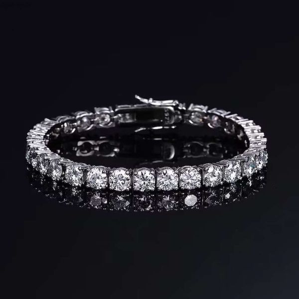 Joyería de diamantes cultivados Plata S925 Certificado Igi 5 mm Excelente corte Hpht Diamante sintético Pulsera de tenis de diamantes cultivados en laboratorio