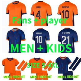 Coupe 2024 Euro Pays-Bas Memphis Holland Club Club Soccer Jersey 24 25 Dutch National Team Football Shirt Men Kid European Kid Kit Full Away F. Jong De Ligt Xavi Home