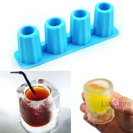 Tasse fait la grille d'été 4 bricolage colonne Ices Cube Tray Moules Bar Party Cubes de queue Moule de glace bleu silicone Th1075 S